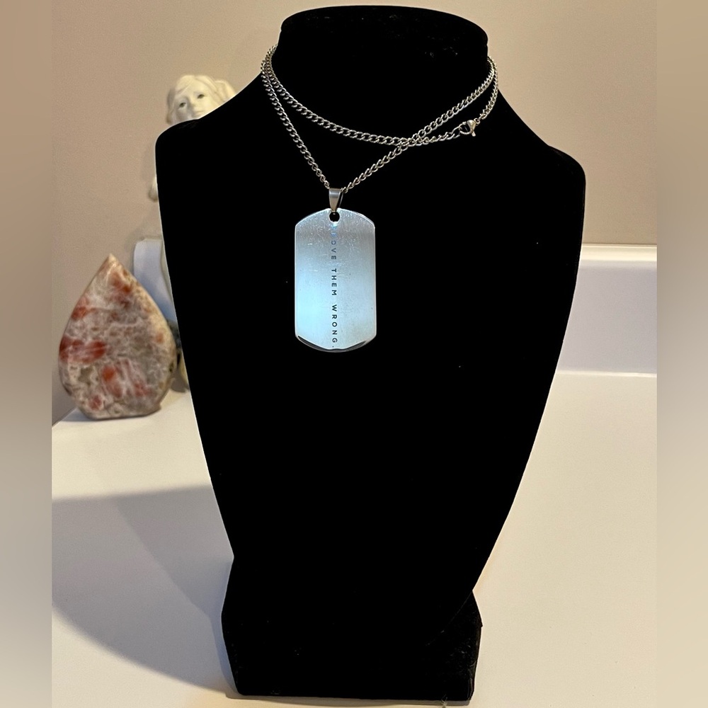 💎 BOGO 💎 Stainless Steel “Prove Them Wrong” Dog Tag Pendant w/ Chain